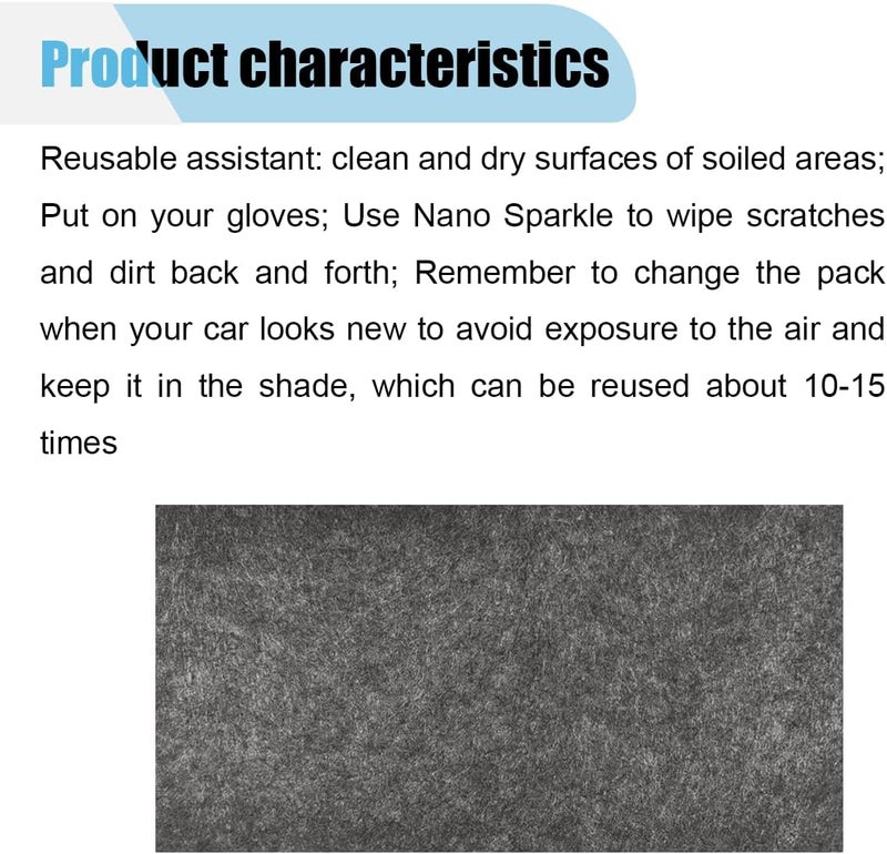LHDOS 3PCS Nano Sparkle Cloth Car Scratches Remover - Nanosparkle Cloth Scratch Remover Fix Tool - Nano Sparkle Cloth for Car Scratches-Easy to Repair Paint Scratches, Surface Polishing, Water Spots (8"×4") - Image 4
